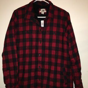 LL Bean Relaxed Fit Sherpa Lined Plaid Flannel NWT